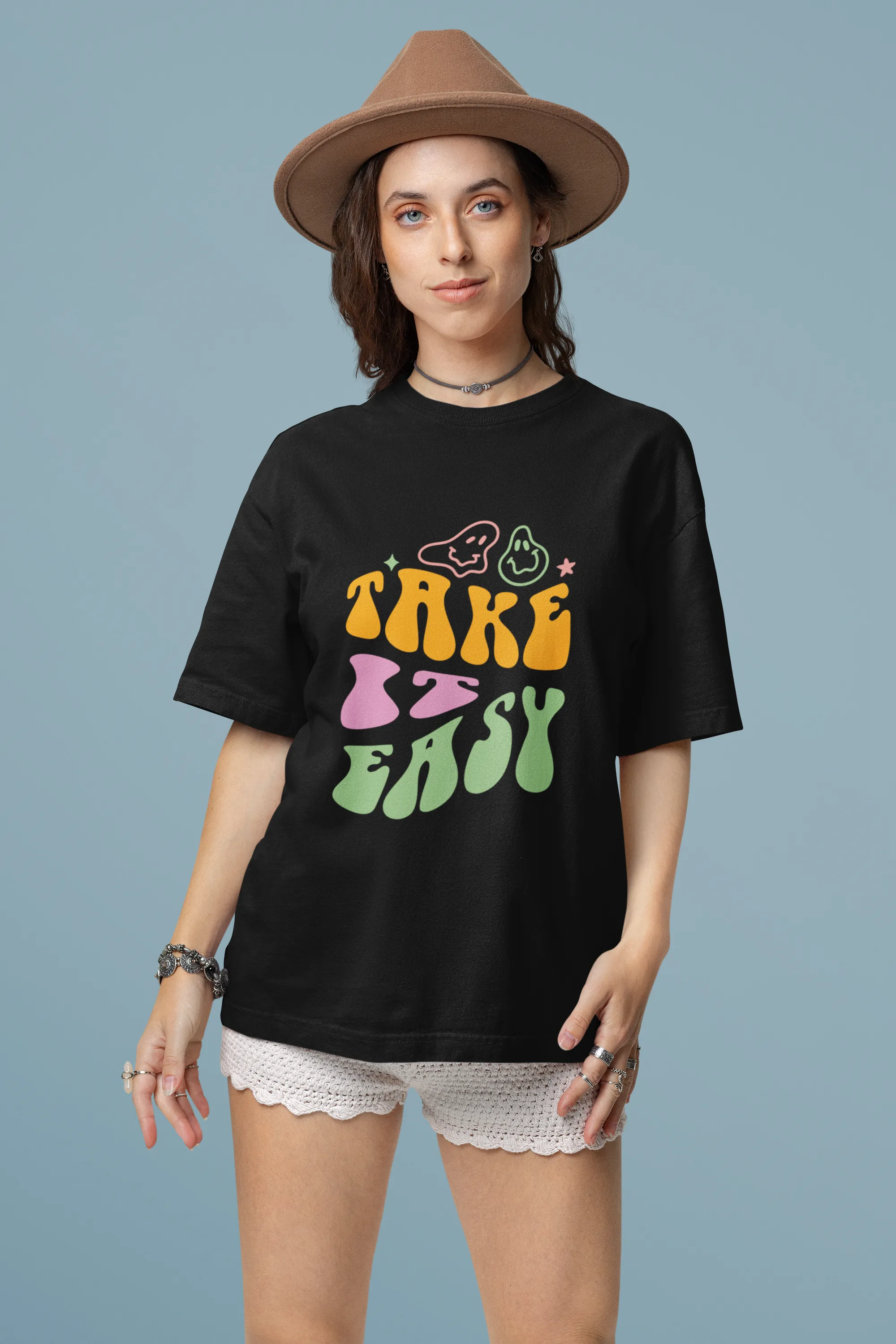 Women Black Graphic Printed Pure Cotton Drop Shoulder Long T-shirt