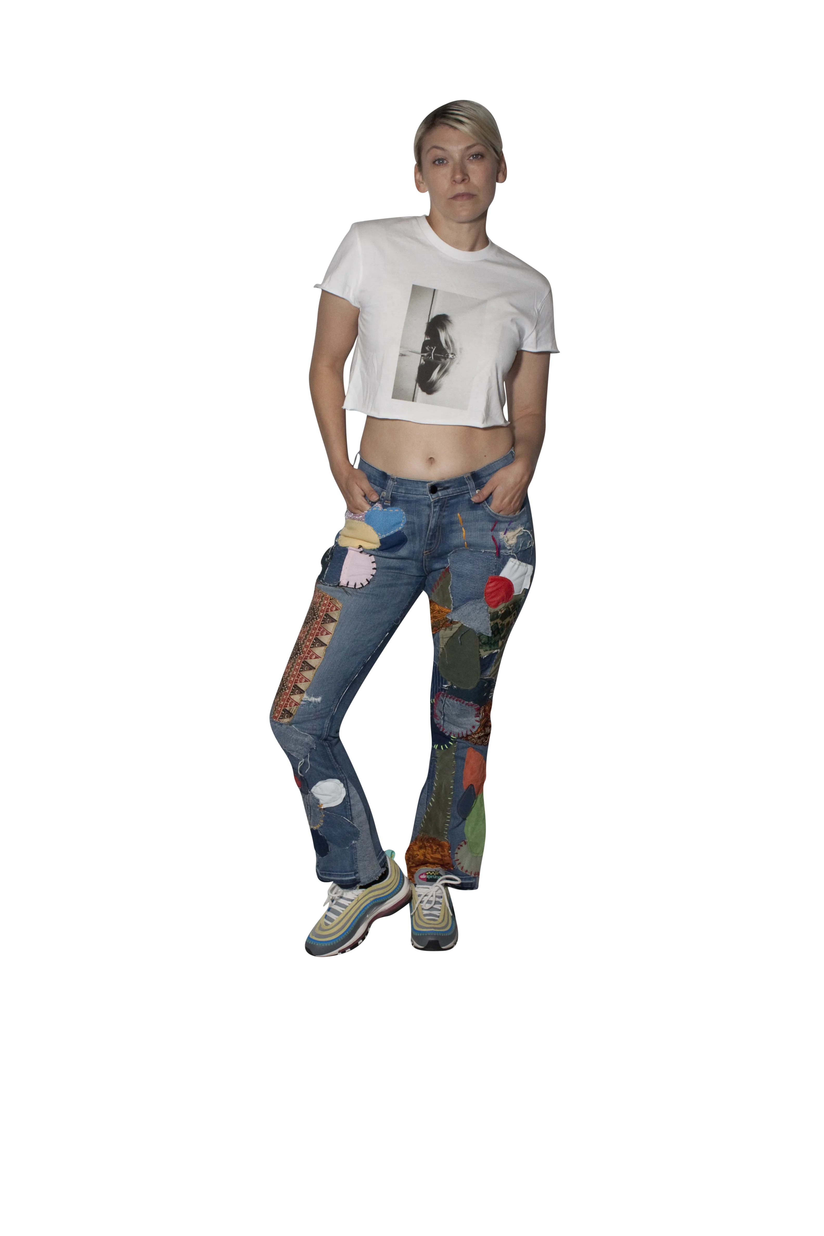 Womens Patchwork Denim