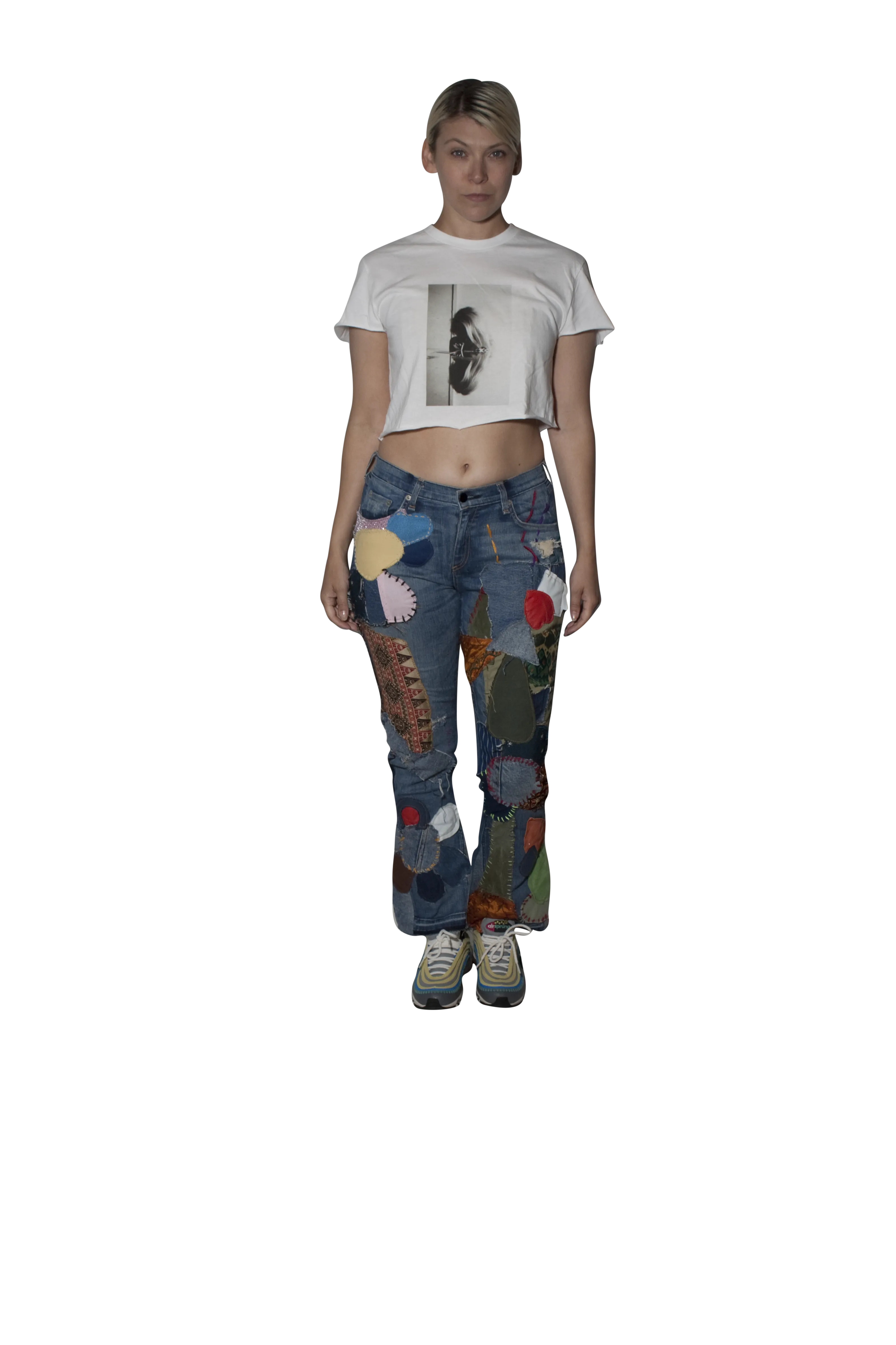 Womens Patchwork Denim