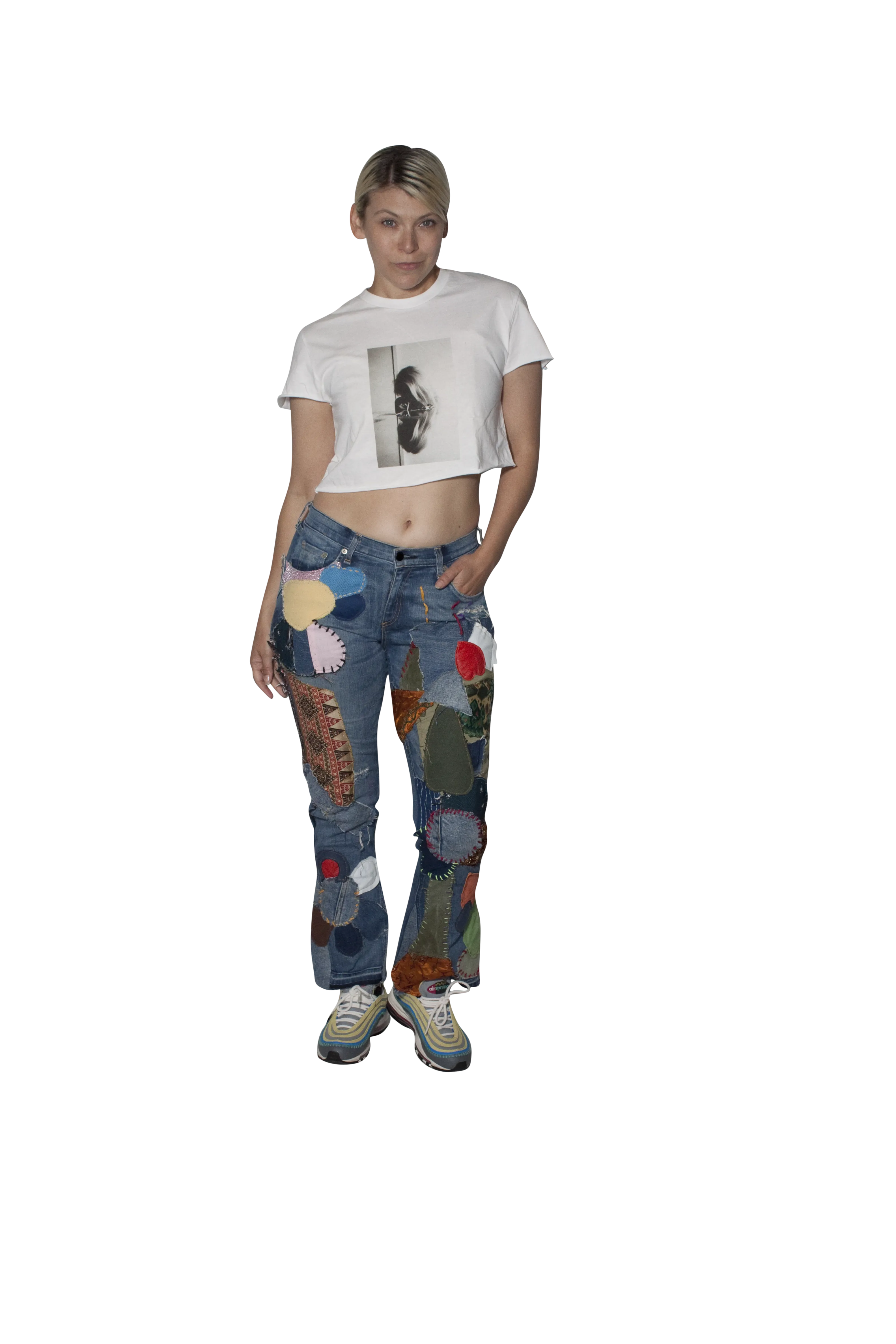 Womens Patchwork Denim