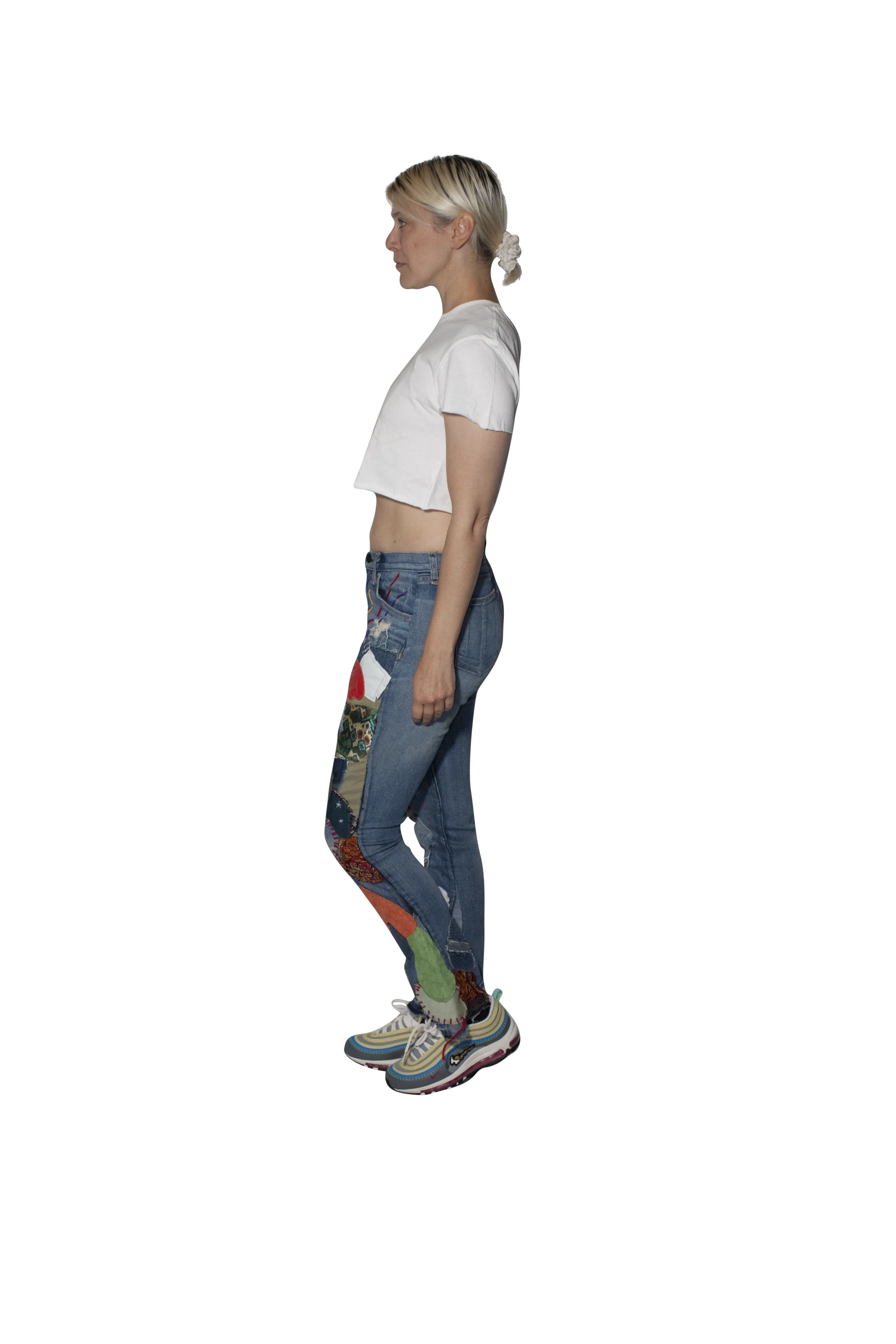 Womens Patchwork Denim