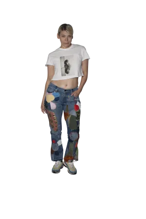 Womens Patchwork Denim
