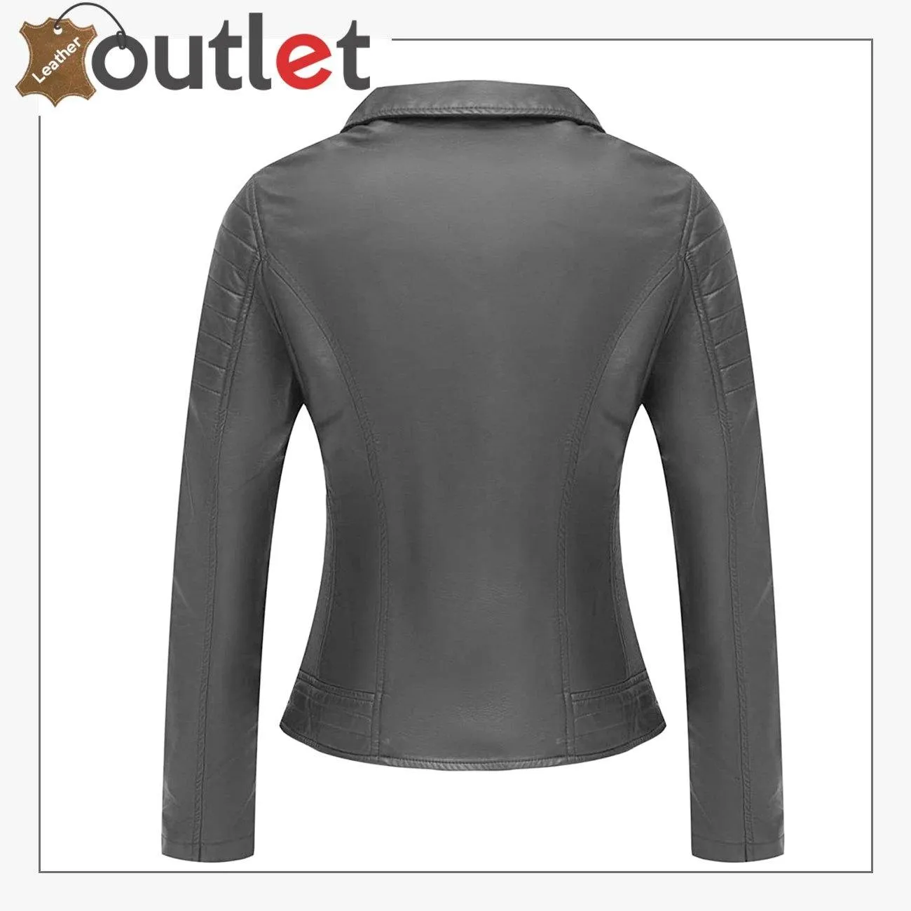Womens Studded Leather Moto Biker Jacket